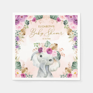 Guardanapo De Papel Chá de fraldas de Elefante Tropical Blush Roxo