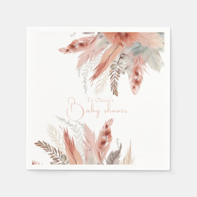 Guardanapo De Papel Chá de fraldas de erva Elegante BohoPampas (Frente)