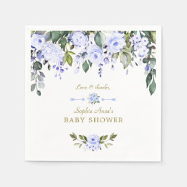 Guardanapo De Papel Chá de fraldas de Flores Azuis Elegante de Aquarel