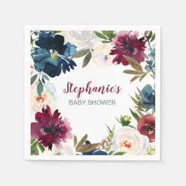 Guardanapo De Papel Chá de fraldas de Flores de Marinho de Borgonha de