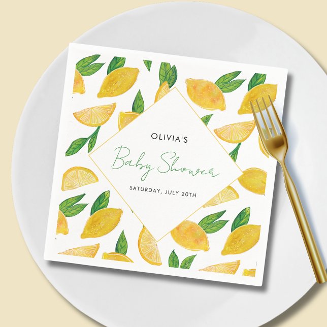 Guardanapo De Papel Chá de fraldas de Fruta de Limão de Citros (Lemon Baby Shower Party Collection Paper Napkin)