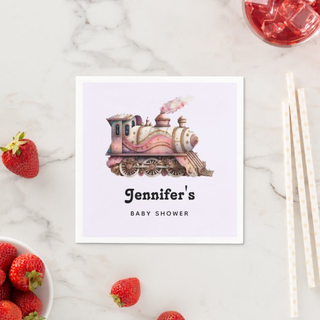 Guardanapo De Papel Chá de fraldas de galhardetes com motor de comboio (Insitu)