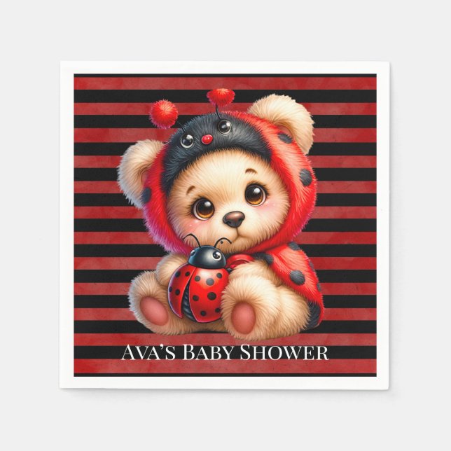 Guardanapo De Papel Chá de fraldas de Garota do Urso Teddy Ladybug (Frente)