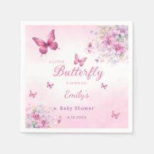 Chá de fraldas de Garota Floral de Borboleta Rosa-