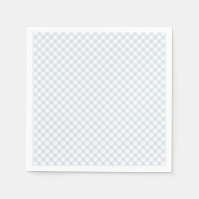 Guardanapo De Papel Chá de fraldas de gingham azul-claro simples (Frente)