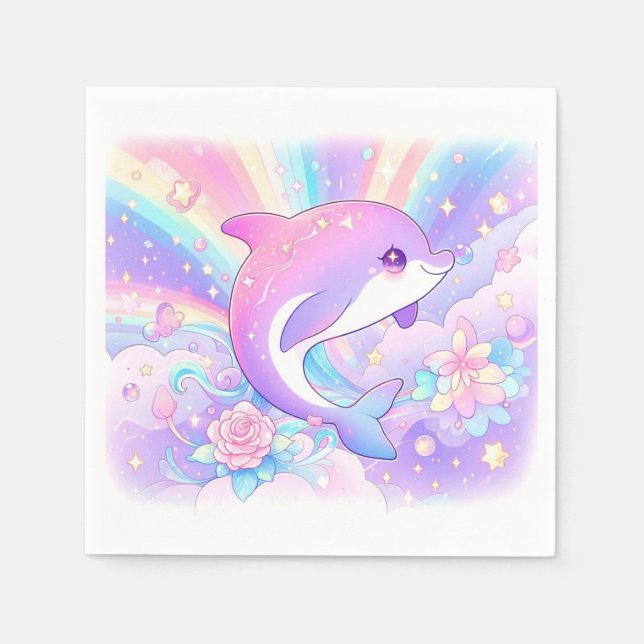 Guardanapo De Papel Chá de fraldas de golfinho encantado doce (Frente)