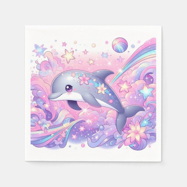 Guardanapo De Papel Chá de fraldas de golfinho moderno (Frente)