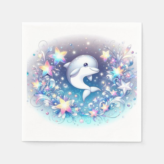Guardanapo De Papel Chá de fraldas de golfinho moderno divertido (Frente)