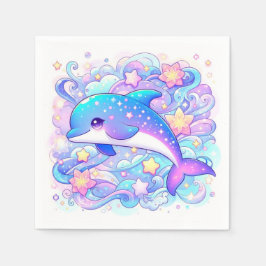 Guardanapo De Papel Chá de fraldas de golfinhos brancos feliz