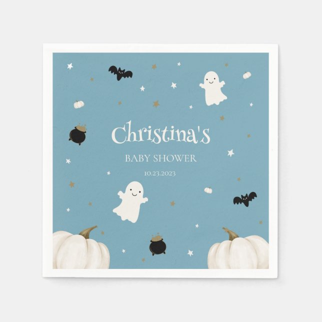 Guardanapo De Papel Chá de fraldas de Halloween Pastel Azul (Frente)