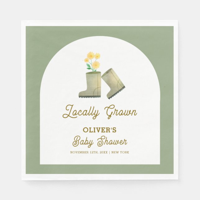 Guardanapo De Papel Chá de fraldas de Inicializações Florais Verde Sag (Frente)