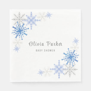Guardanapo De Papel Chá de fraldas de inverno com flocos de neve com a
