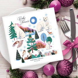 Guardanapo De Papel Chá de fraldas de inverno do Urso Polar Bonito