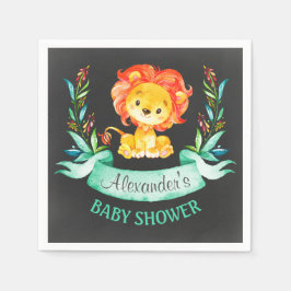 Guardanapo De Papel Chá de fraldas de Leão de Aquarela de Chalkboard