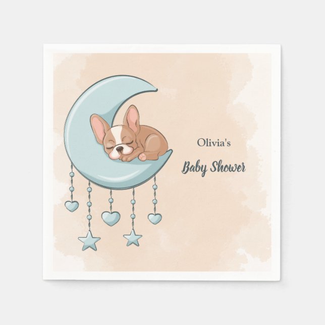 Guardanapo De Papel Chá de fraldas de Lua Azul-Cãozinho-Cãozinho Franc (Frente)