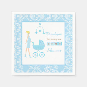 Guardanapo De Papel Chá de fraldas de Mulher Loura Azul Damask