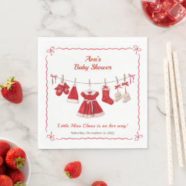Guardanapo De Papel Chá de fraldas de Natal | Papais noeis Vermelho e