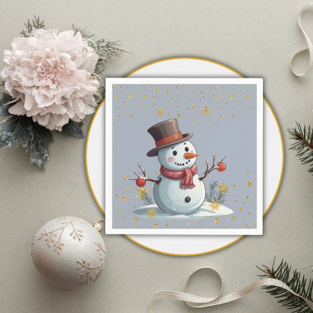 Guardanapo De Papel Chá de fraldas de Neve Azul e Dourado (Criador carregado)