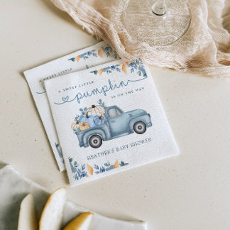 Guardanapo De Papel Chá de fraldas de outono azul de abóbora doce