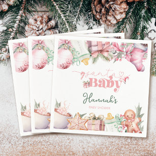 Guardanapo De Papel Chá de fraldas de Papais noeis Rosa de Natal