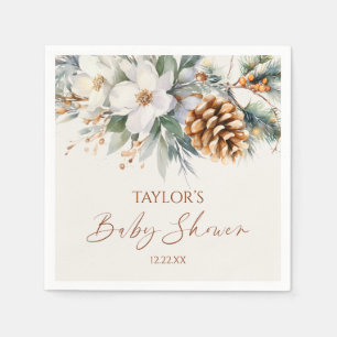 Guardanapo De Papel Chá de fraldas De Pinho Floral De Inverno