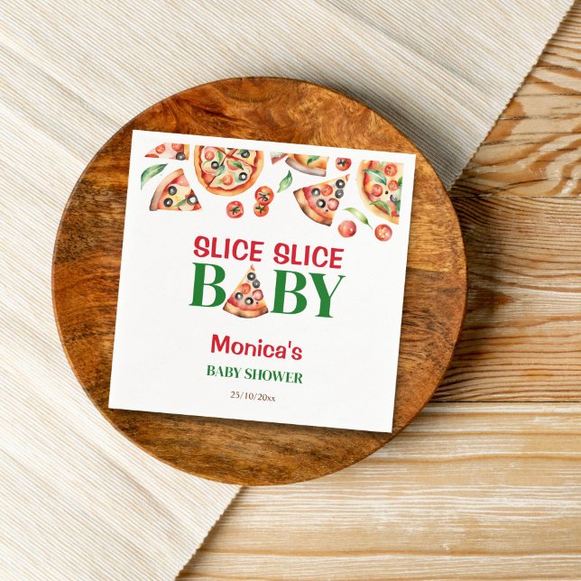 Guardanapo De Papel Chá de fraldas de pizza italiana com fatia (Slice slice baby Italian pizza baby shower template Napkins personalized tableware table decor)