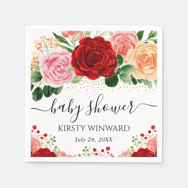 Guardanapo De Papel Chá de fraldas de Rosas Amarelas e Vermelhas de Aq (Frente)