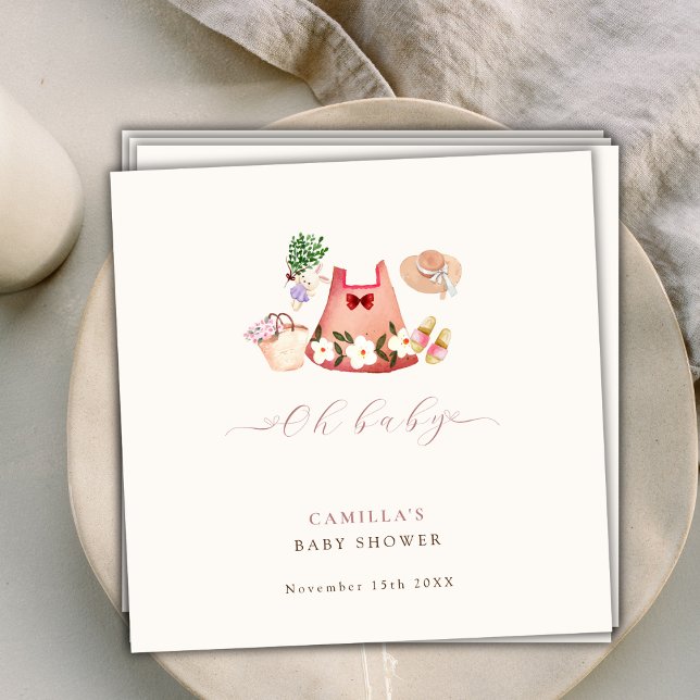 Guardanapo De Papel Chá de fraldas de roupas da primavera Flower Garde (Spring Flower Garden Girl Clothes Baby Shower Napkins)
