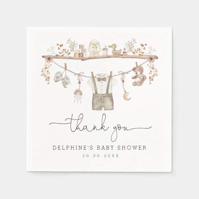 Guardanapo De Papel Chá de fraldas de Roupas de Bebê Boêmia Mudada (Frente)