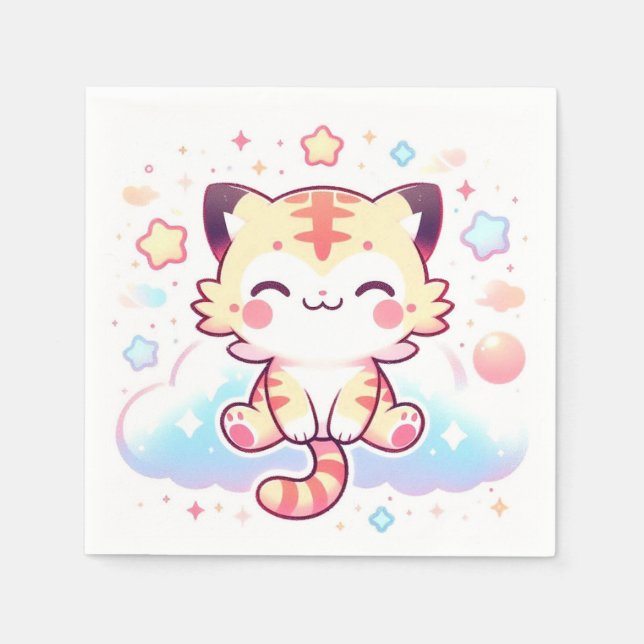 Guardanapo De Papel Chá de fraldas de Tigre Feliz (Frente)