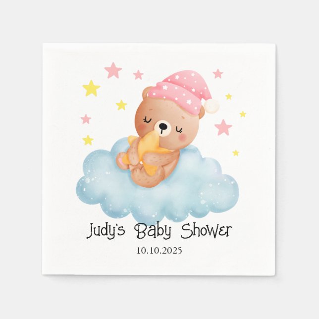 Guardanapo De Papel Chá de fraldas de Urso Menor Rosa (Frente)