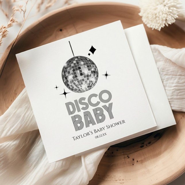 Guardanapo De Papel Chá de fraldas 'Disco Baby' da Silver Disco Ball (Criador carregado)