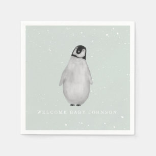 Guardanapo De Papel Chá de fraldas do Baby Penguin Blue Winter Boy