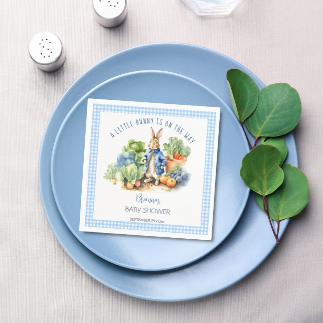 Guardanapo De Papel Chá de fraldas do bebê do coelho Peter impresso (Peter rabbit baby boy baby shower monogram printed napkins template personalized tableware decor)