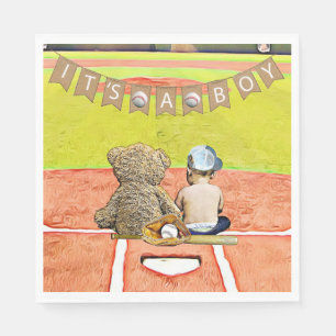 Guardanapo De Papel Chá de fraldas do Beisebol Themed Boy