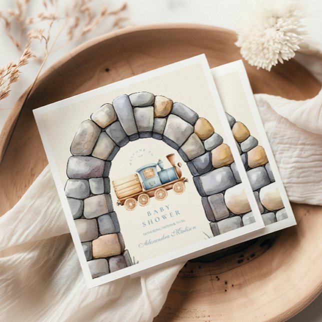 Guardanapo De Papel Chá de fraldas do comboio de aquarelas (Criador carregado)