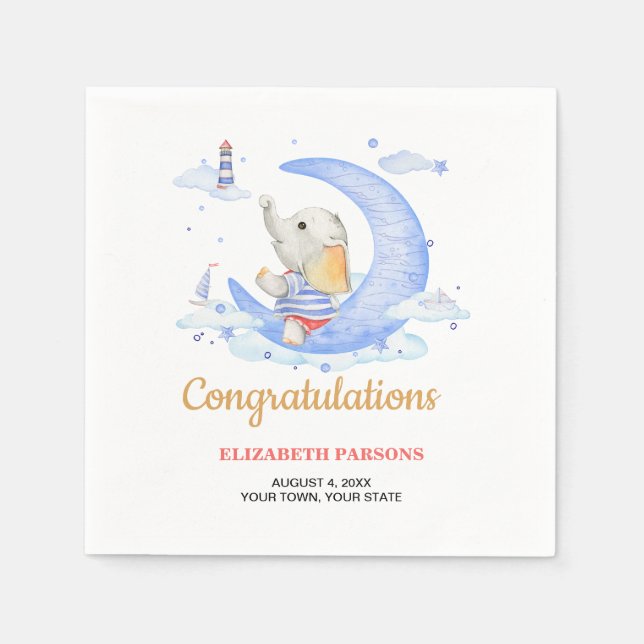 Guardanapo De Papel Chá de fraldas do Tema Náutico (Frente)