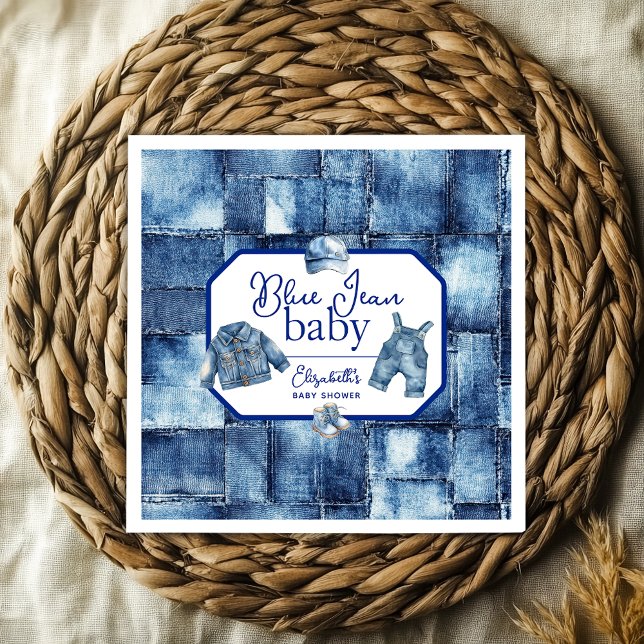 Guardanapo De Papel Chá de fraldas do Themed Blue Jean Baby Denim (Custom Blue Jean Baby Denim Themed Baby Shower Napkins)