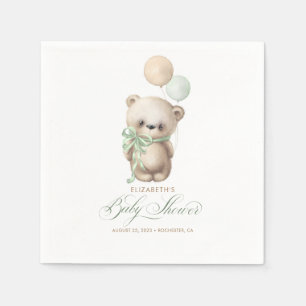 Guardanapo De Papel Chá de fraldas do Urso de Teddy Castanho e Sage