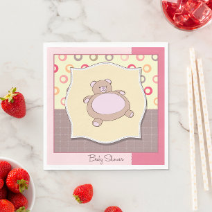 Guardanapo De Papel Chá de fraldas do Urso de Teddy com Círculos Retro