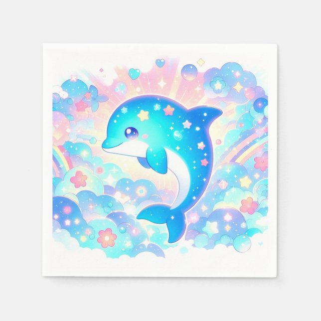 Guardanapo De Papel Chá de fraldas Dolphin Adorable Pastel (Frente)