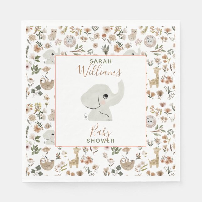 Guardanapo De Papel Chá de fraldas dos Anamais Cute Boho Safari (Frente)