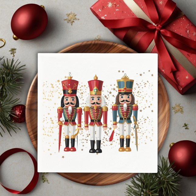 Guardanapo De Papel Chá de fraldas Dourado de Nutcracker Vermelho e Az (Criador carregado)