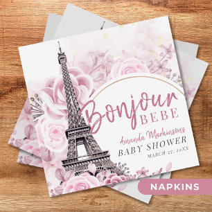Guardanapo De Papel Chá de fraldas Dourado Floral Bonjour Bebe rosa