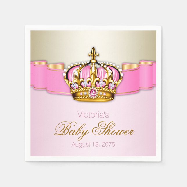 Guardanapo De Papel Chá de fraldas Dourado princesa rosa (Frente)