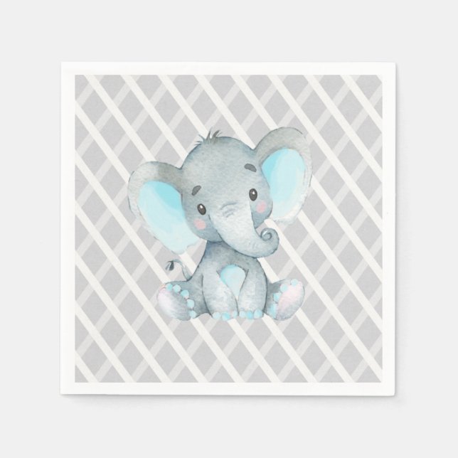 Guardanapo De Papel Chá de fraldas Elefante Azul Napkin (Frente)