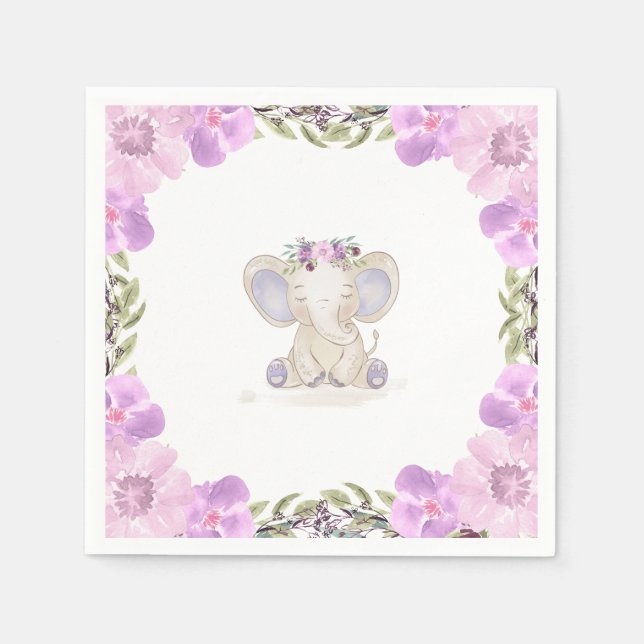 Guardanapo De Papel Chá de fraldas Elefante Baby Girl (Frente)