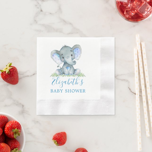 Guardanapo De Papel Chá de fraldas Elefante para Bebê de Aquarela Azul (Insitu)