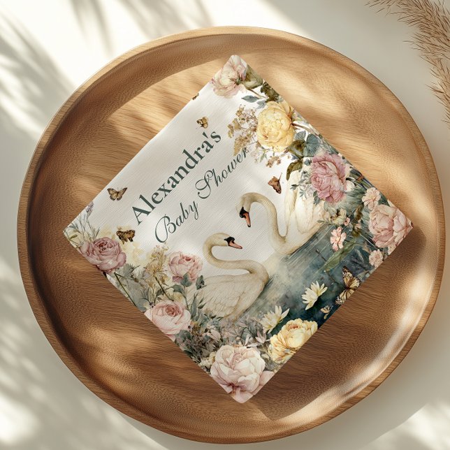 Guardanapo De Papel Chá de fraldas Elegante de Swans de Aquarela (Criador carregado)