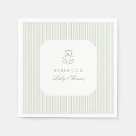 Guardanapo De Papel Chá de fraldas Elegante de Urso Verde Sage